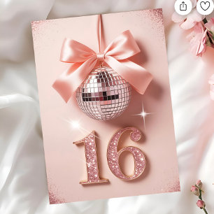Sweet Sixteen in Pink Bows & Sparkle Card