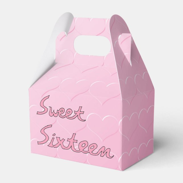 Sweet Sixteen in Pink Favor Boxes (Front Side)
