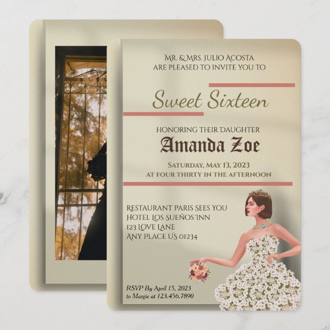 Sweet Sixteen Invitation (Front/Back)