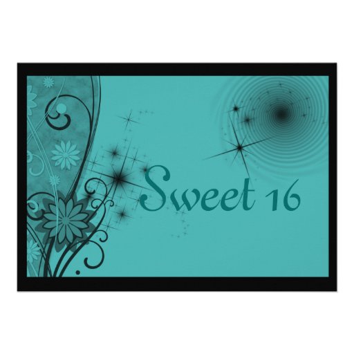 Aqua Sweet 16 Invitations 10