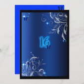 Sweet Sixteen Invitation Blue Butterfly (Front/Back)