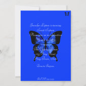 Sweet Sixteen Invitation Blue Butterfly (Back)