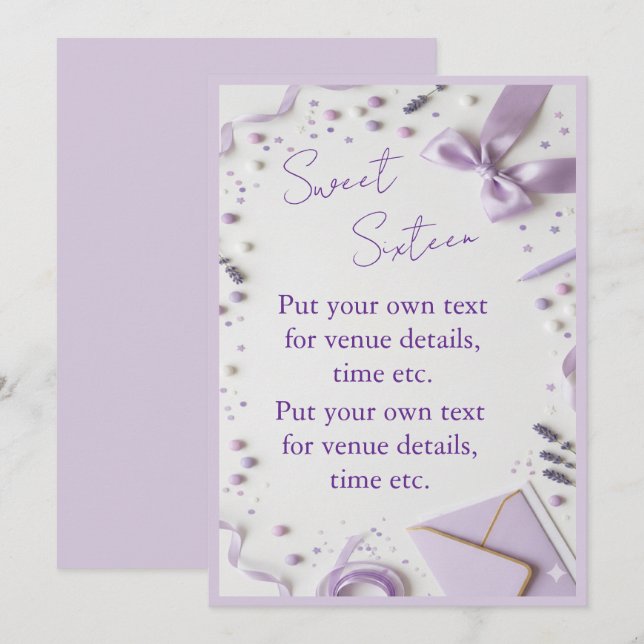 Sweet Sixteen invitation card (Front/Back)