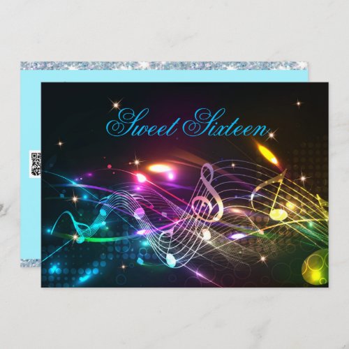 Sweet Sixteen Invitation Neon Glow Lights  