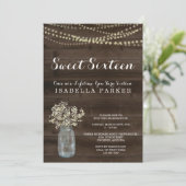 Sweet Sixteen Invitation | Rustic Babys Breath (Standing Front)