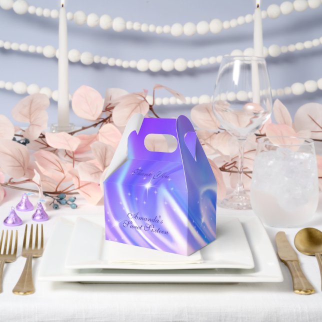 Sweet Sixteen Iridescent Pink Purple Blue Favor Boxes (Wedding)