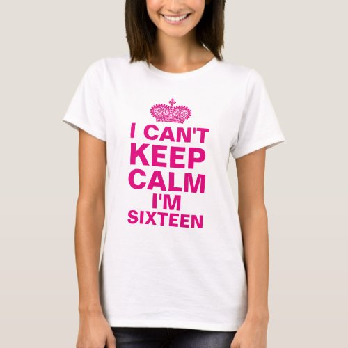 Sweet Sixteen Keep Calm personalized Hot Pink T_Shirt
