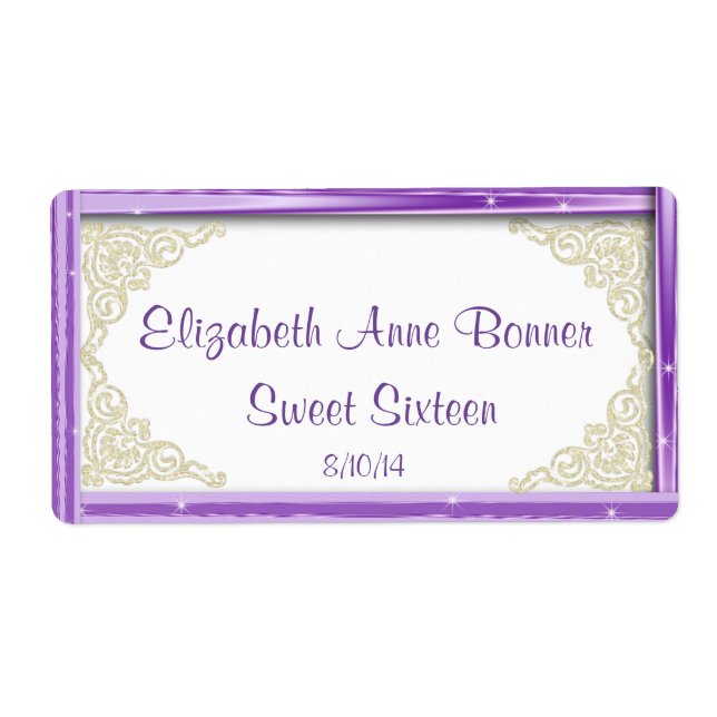 Sweet Sixteen, Lavender and White, Custom Label (Front)