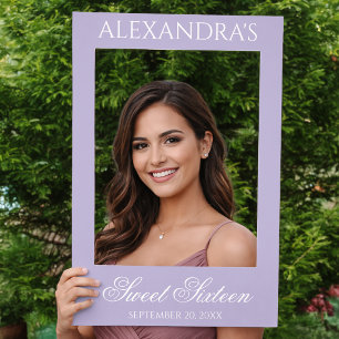 Sweet Sixteen Lavender Purple White Calligraphy Selfie Frame