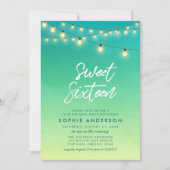 Sweet Sixteen Lights Watercolor Sea Glass Invitation (Front)