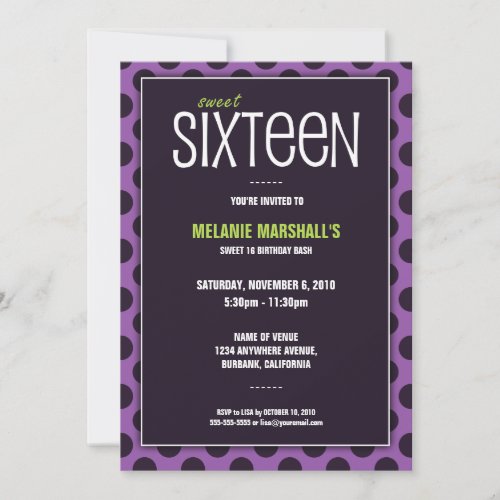 Sweet Sixteen Lime &amp; Purple | Party Invitations