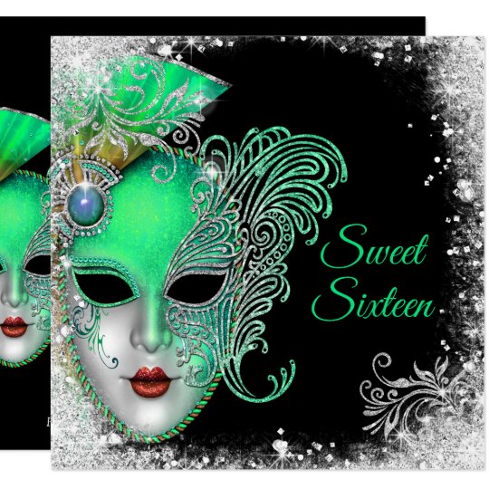 Sweet Sixteen, Masquerade Ball, Glitter Invitation | Zazzle.com