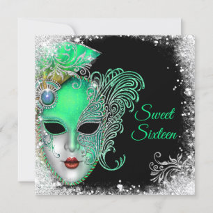 Sweet Sixteen, Masquerade Ball, Glitter Invitation