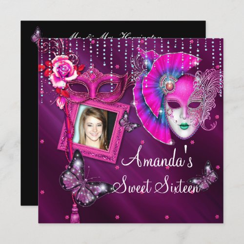 Sweet Sixteen Masquerade Ball Mard Gras Invitation