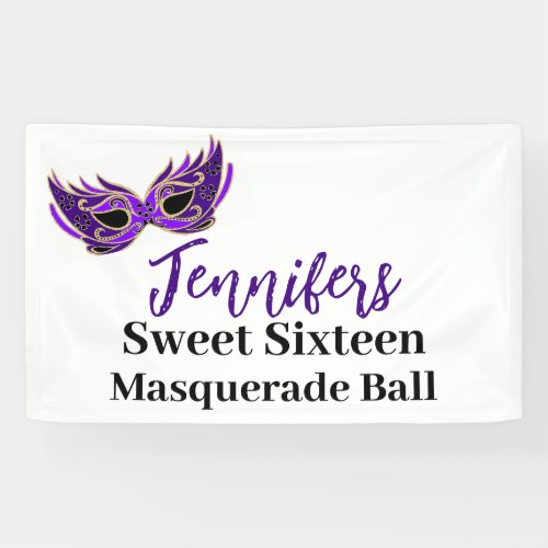Sweet Sixteen Masquerade Ball Party Banner