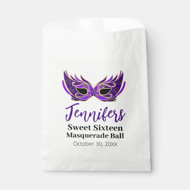 Sweet Sixteen Masquerade Ball Party Favor Bag (Front)