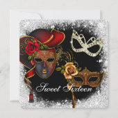 Sweet Sixteen Masquerade, Mardi Gras Invitation (Front)