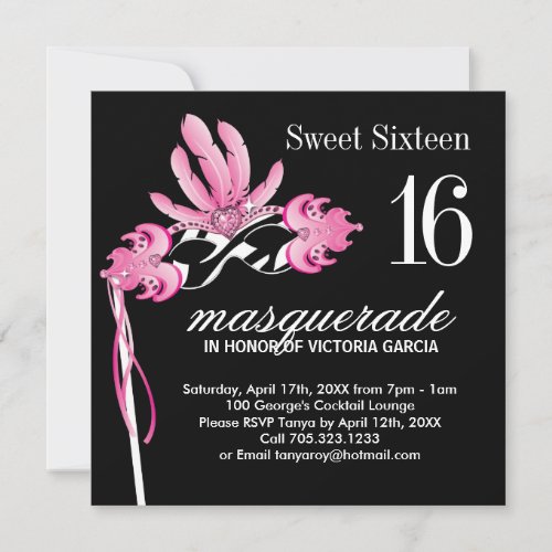Sweet Sixteen Masquerade Party Invitation