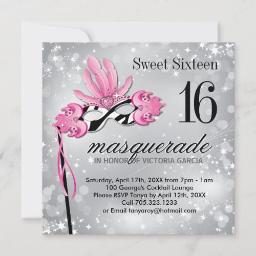 Sweet Sixteen Masquerade Party Invitation