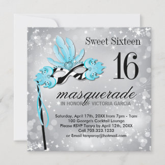 Sweet Sixteen Masquerade Party Invitation