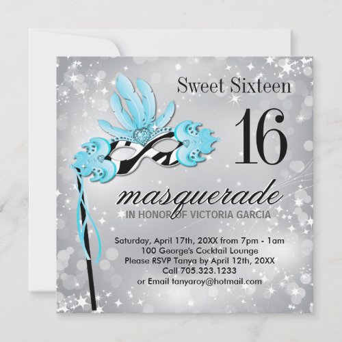 Sweet Sixteen Masquerade Party Invitation