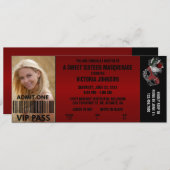 Sweet Sixteen Masquerade VIP Admission Ticket Invitation (Front/Back)