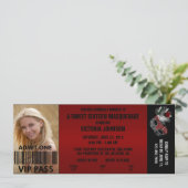 Sweet Sixteen Masquerade VIP Admission Ticket Invitation (Standing Front)
