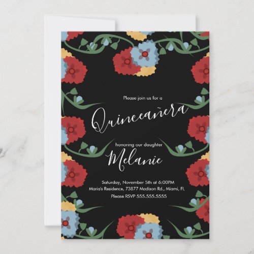 Sweet Sixteen Mexican Fiesta Floral CoIorful Invitation