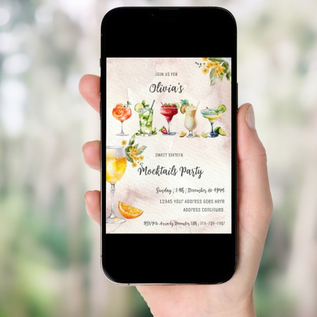 Sweet Sixteen Mocktail Birthday Party Invitation (Front Digital)
