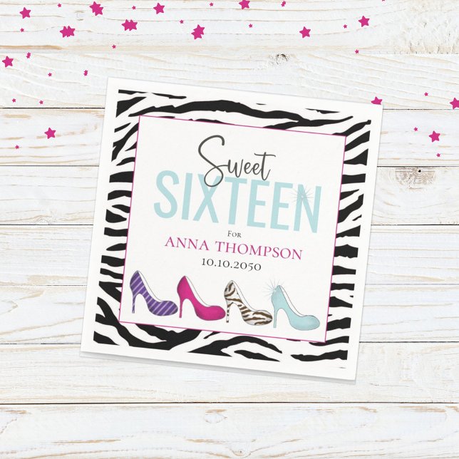 Sweet Sixteen Modern Glam Girly Birthday  Napkins (Creator Uploaded)
