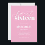 Sweet Sixteen Modern Pink 16th Birthday Invitation<br><div class="desc">Minimalist sweet sixteen 16th birthday invitation featuring simple modern typography in pink color.</div>