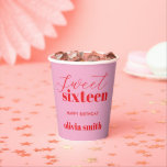 Sweet Sixteen Modern Pink Red 16th Birthday Paper Cups<br><div class="desc">Minimalist sweet sixteen 16th birthday paper cups featuring simple modern typography in pink and red color.</div>
