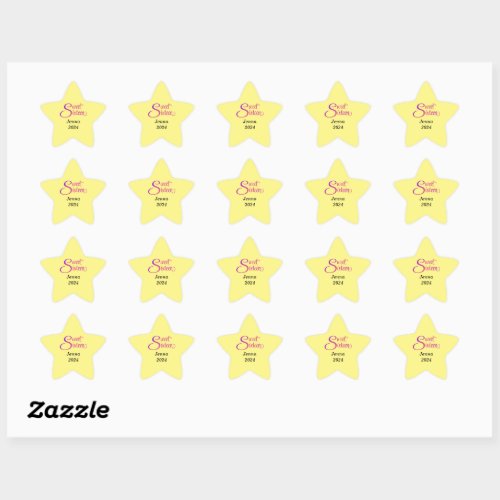 Sweet Sixteen Name and Year Star Stickers