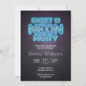 Sweet sixteen Neon Party Blue Invitation | Zazzle