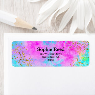 Sweet Sixteen Neon Watercolor Party Label