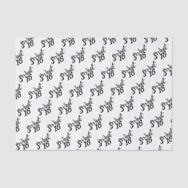 Sweet Sixteen Numbers 16th Birthday Tissue Paper (Front)