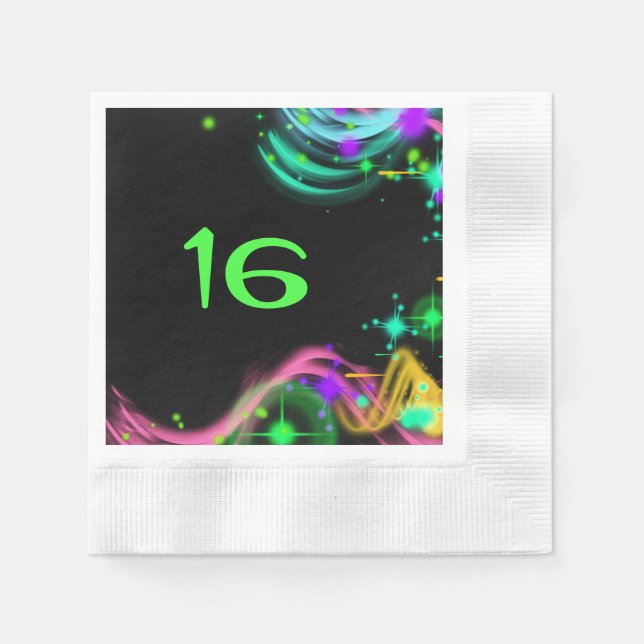 Sweet Sixteen,  Paint Splatter,  Custom Napkins (Front)