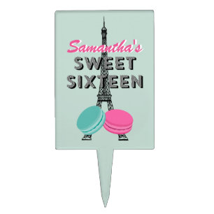 Sweet Sixteen Paris Birthday Cake Pick Topper