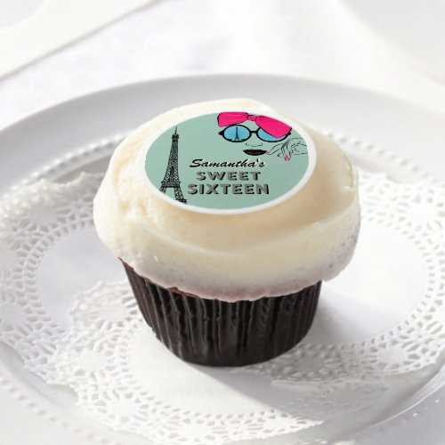 Sweet Sixteen Paris Birthday Edible Frosting Round