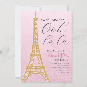 Sweet Sixteen Paris Birthday Party Invitation