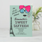 Sweet Sixteen Paris Theme Birthday Invitation Card (Standing Front)