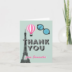 Sweet Sixteen Paris Theme Birthday Thank You Card