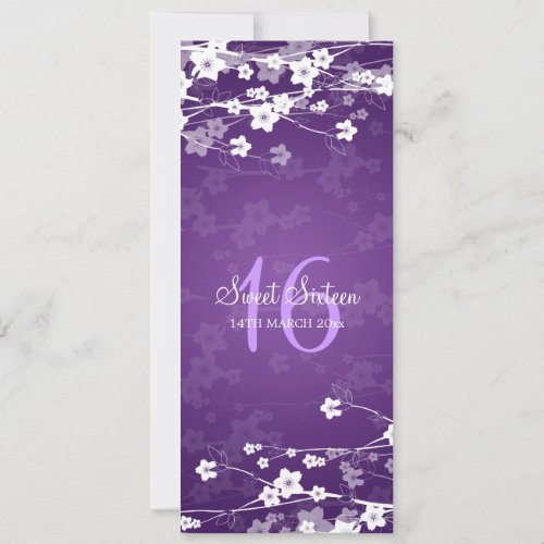 Sweet Sixteen Party Cherry Blossom Purple Custom Invitations