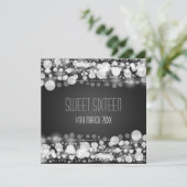Sweet Sixteen Party Dotted Decoration Black Invitation (Standing Front)
