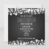 Sweet Sixteen Party Dotted Decoration Black Invitation (Back)