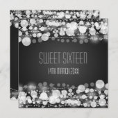 Sweet Sixteen Party Dotted Decoration Black Invitation (Front/Back)