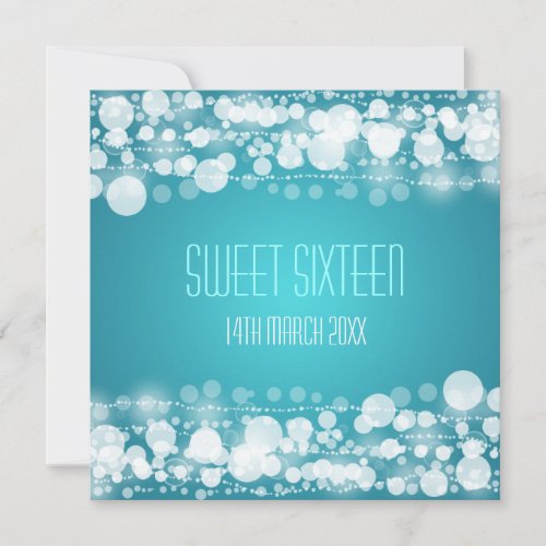 Sweet Sixteen Party Dotted Decoration Blue Personalized Invite