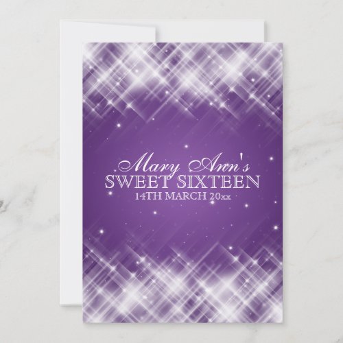 Sweet Sixteen Party Glamorous Sparks Purple Personalized Announcement