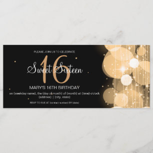 Sweet Sixteen Party Glow & Sparkle Gold Invitation
