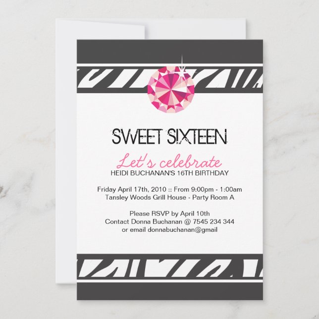 Sweet Sixteen Party Invitation (Front)